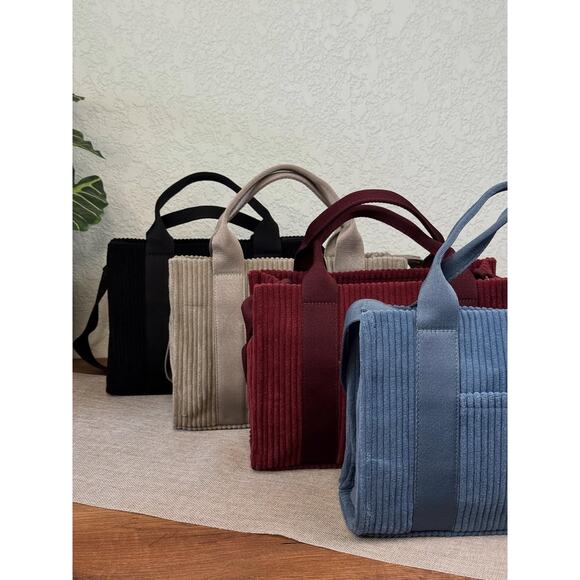 David Jones Corduroy Charm Detail Included Zipper Closure Handbag | Windsor Wine - Picture 10 of 13